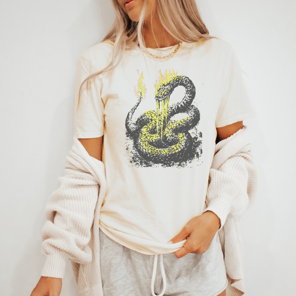 Flaming Swan Graphic Tee Grunge Art Wings Design